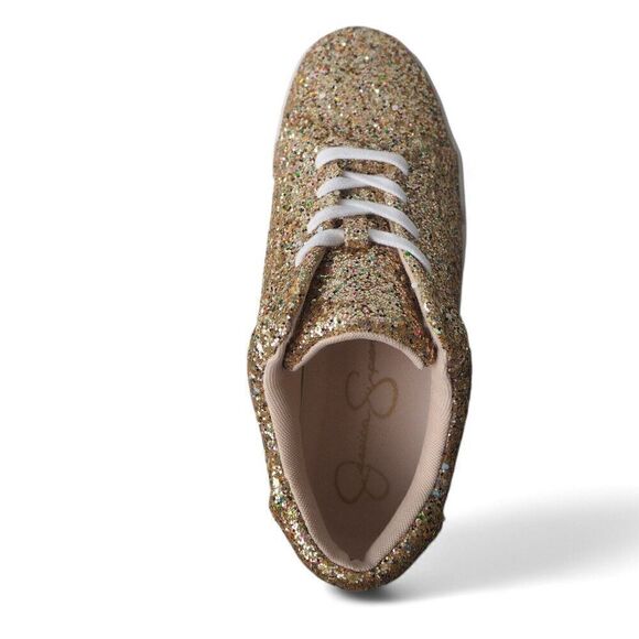 Jessica Simpson Silesta 4 Glitter Embellished Casual Sneakers Gold Women's 7.5M - Picture 10 of 12